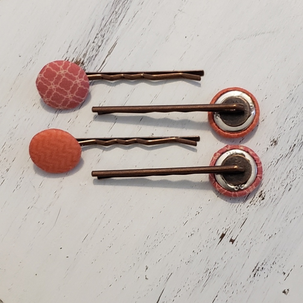 Vintage Fabric Button Hair Pins